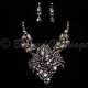 Parure bijoux fantaisie FÊTE, cristal noir, structure rhodiée
