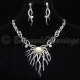 Parure bijoux Hélix, cristal AB, 1 perle centrale, structure rhodiée