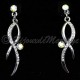Parure mariage Hélix, cristal AB, 1 perle centrale, structure rhodiée, détail boucles d'oreilles