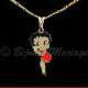 Parure bijoux Betty Boop, structure ton or, détail pendentif sur sa chaîne