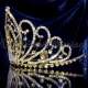 Diadème couronne Miss Athéna, cristal, ton or, vue latérale