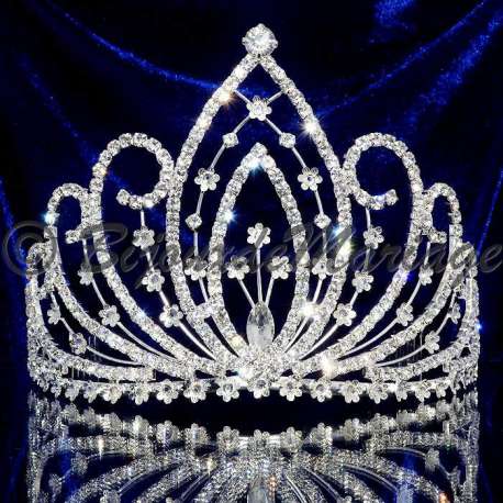 Diadème couronne Miss Athéna, cristal, ton argent