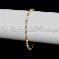 Bracelet mariage 1 rang, cristal et perles, ton or