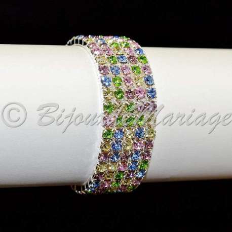 Bracelet mariage 5 rangs, multicolore