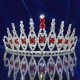 Diademe mariage NEIGE, cristal rouge rubis, structure ton argent