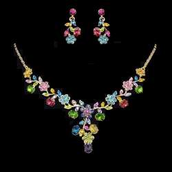 Parure de bijoux mariage FLEURETTE, cristal multicolor