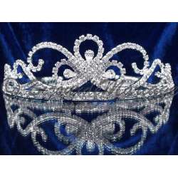 Diademe mariage BUTTERFLY, cristal, structure ton argent