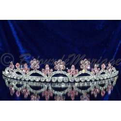 Diademe mariage DARLING, cristal rose, structure ton argent