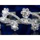 Diademe mariage FLEURS, cristal et perles, structure ton argent, détail motif