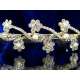 Diademe mariage FLEURS, cristal et perles, structure ton or, détail motif